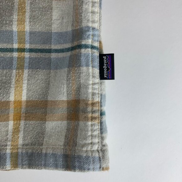 Patagonia Beige Blue Plaid Long Sleeve Button Down Shirt Mens XL - Picture 3 of 5